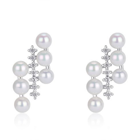 Starry Freshwater Pearls Zirconia Stud Earrings